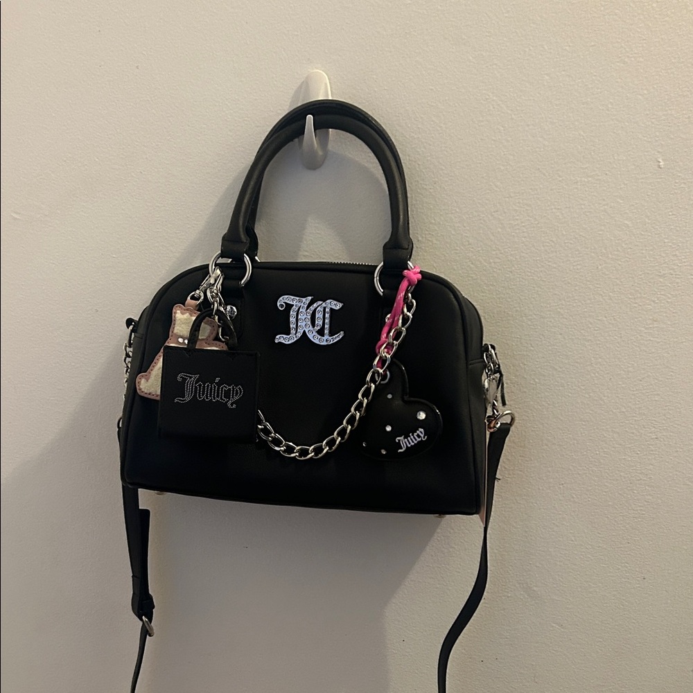 Juicy Couture Black Juicy Heart Accent Satchel
